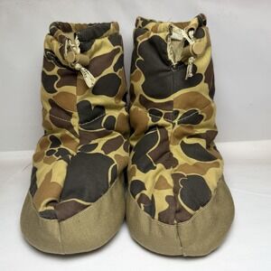 Vintage Fieldline Lightweight Warm Hunting Camping Booties Brown Camo Sz M
